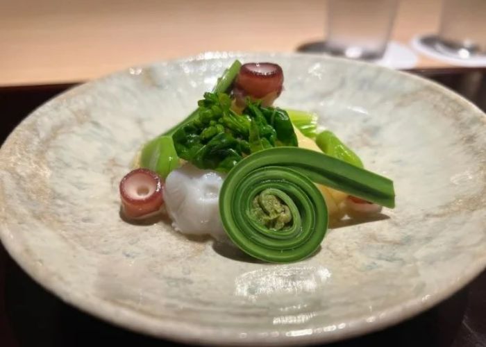 A serving of octopus and vegetables at Ryori Inaya.